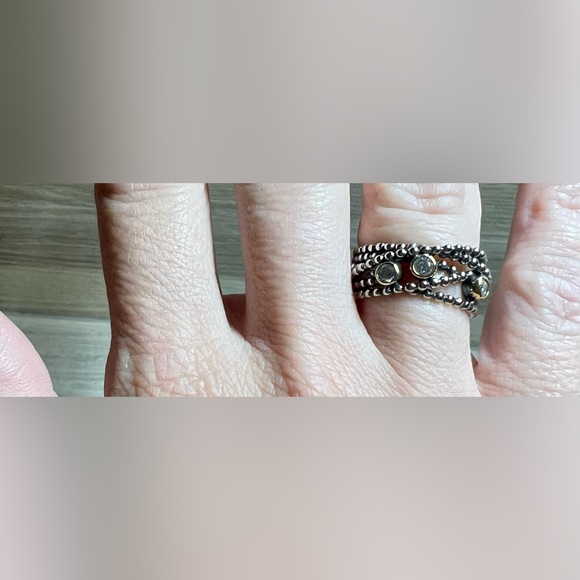 Authentic PANDORA Entangled Beauty Sterling Silver & 14K Gold Diamond Ring - Picture 7 of 9